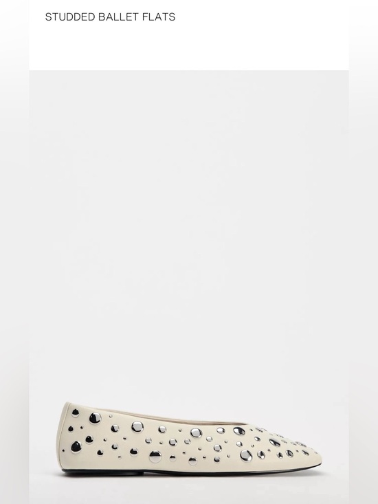 Zara Shoes - Zara Studded Ivory Ballet Flats